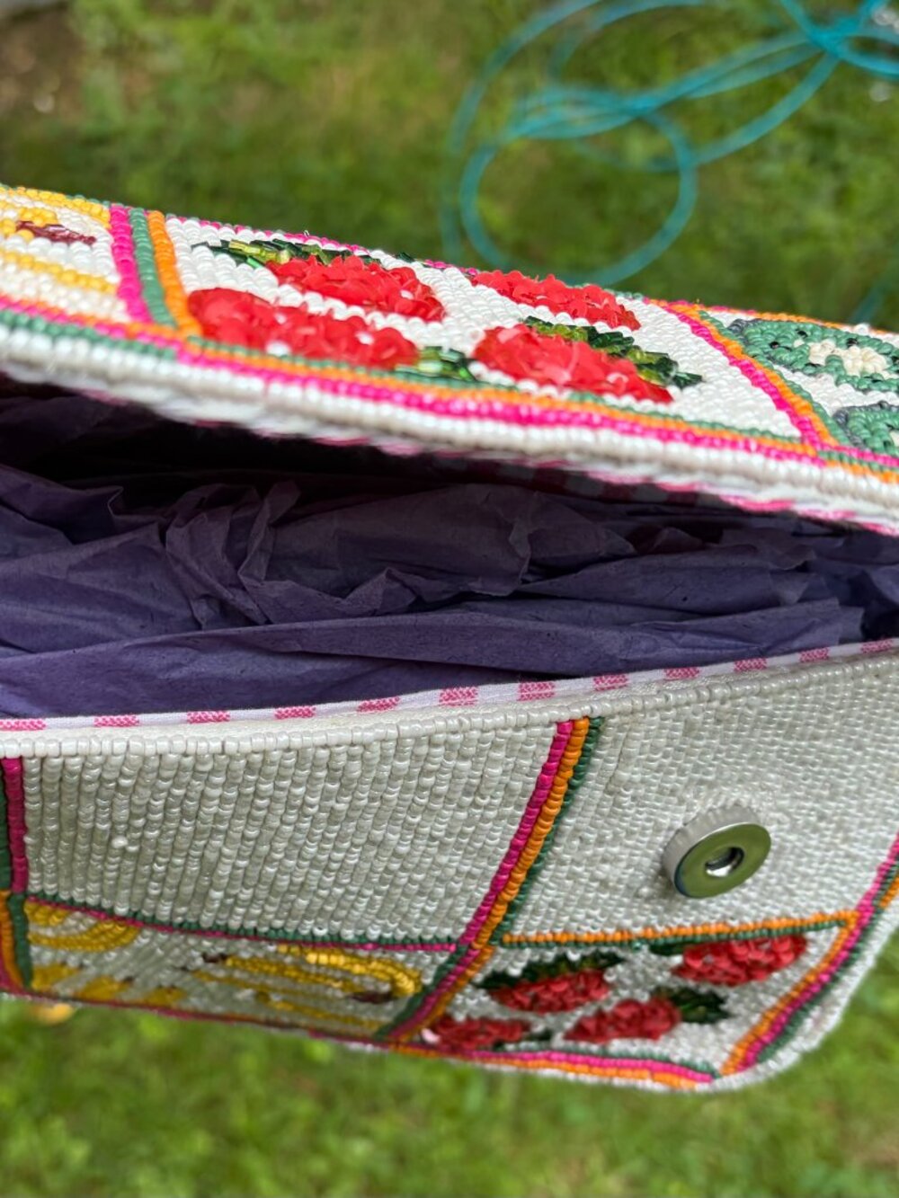 NWT Viral Beaded Fruit Bag Handmade in India - Picture 6 of 6